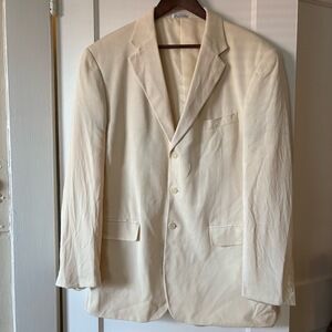 Silk Jeremy Cobb Cream 3-Button Notched Lapel Blazer Jacket Size 44R